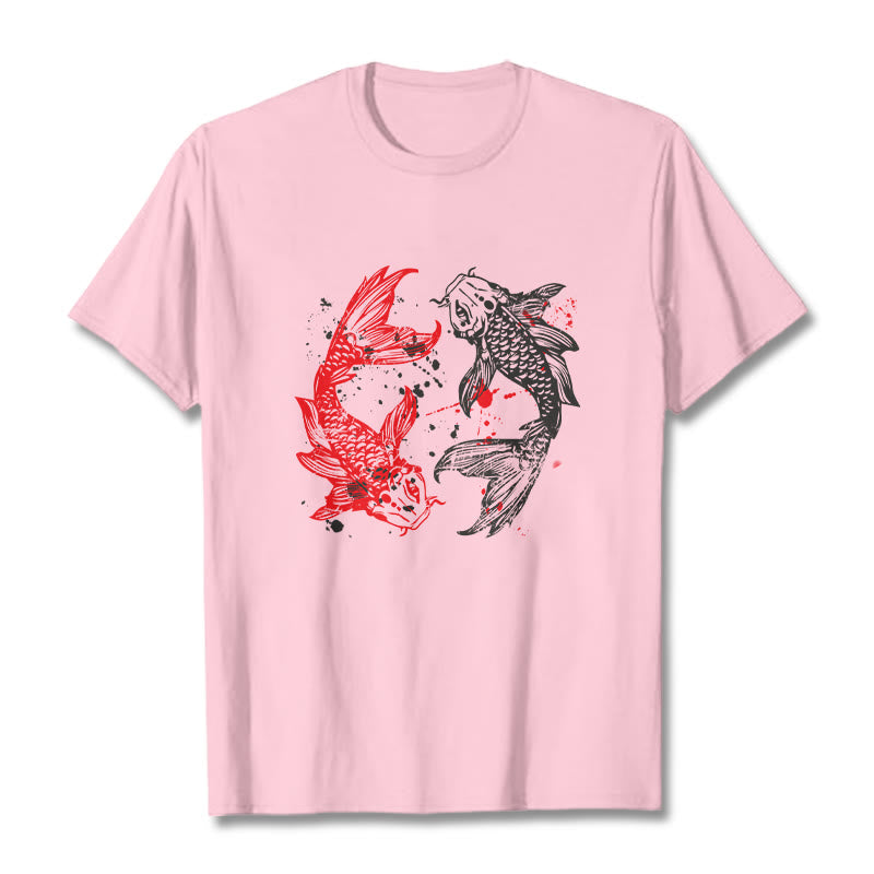 Buddha Stones ​​Rot Schwarz Koi Fisch T-Shirt - Hellrosa - 2XL - image 13