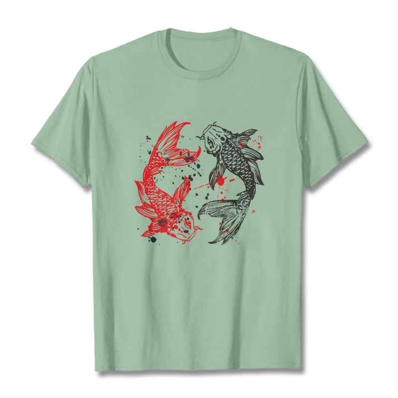 Buddha Stones ​​Rot Schwarz Koi Fisch T-Shirt - Hellgrün - 2XL - image 14