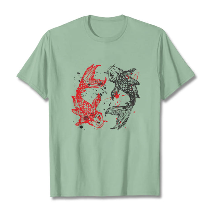 Buddha Stones ​​Rot Schwarz Koi Fisch T-Shirt - Hellgrün - 2XL - image 14