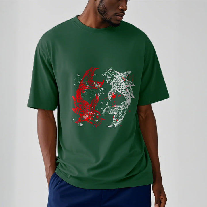 Buddha Stones Rot Schwarz Koi Fisch T-Shirt