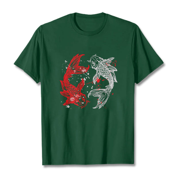 Buddha Stones ​​Rot Schwarz Koi Fisch T-Shirt - Waldgrün - 2XL - image 10