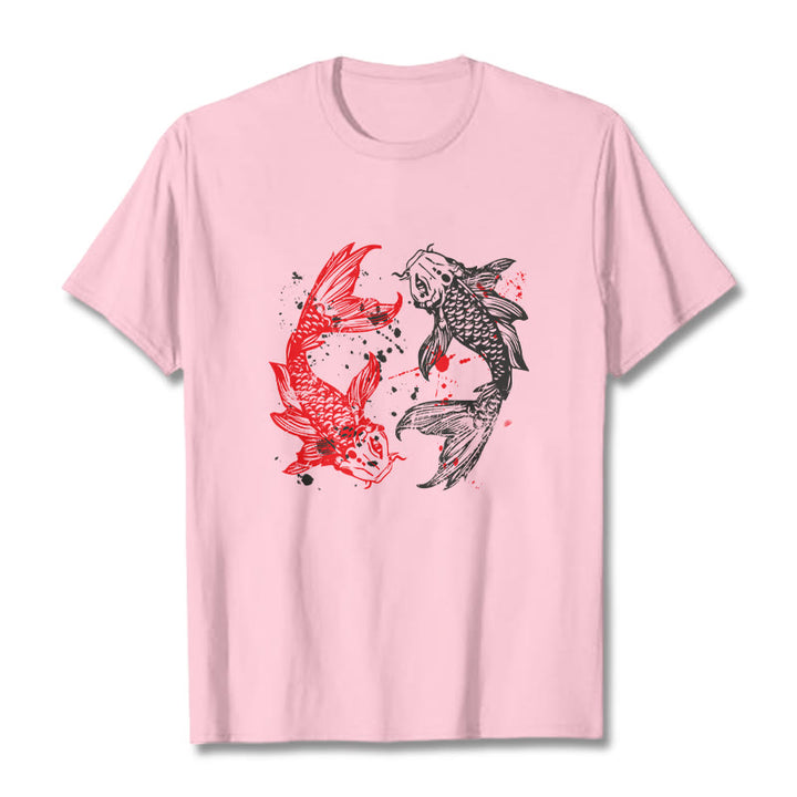 Buddha Stones ​​Rot Schwarz Koi Fisch T-Shirt - Hellrosa - 2XL - image 12
