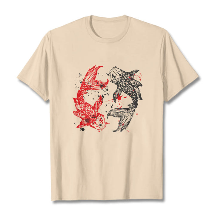 Buddha Stones ​​Rot Schwarz Koi Fisch T-Shirt - Biskuit - 2XL - image 8