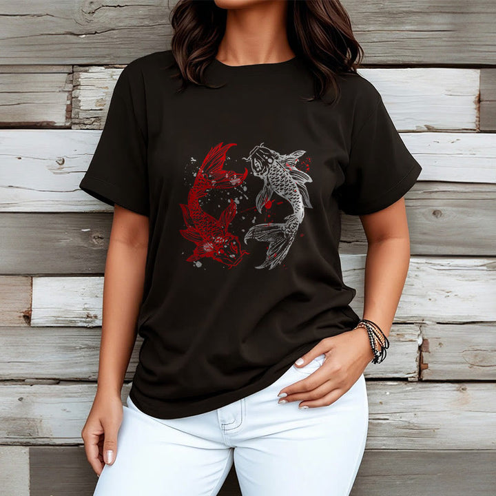 Buddha Stones Rot Schwarz Koi Fisch T-Shirt