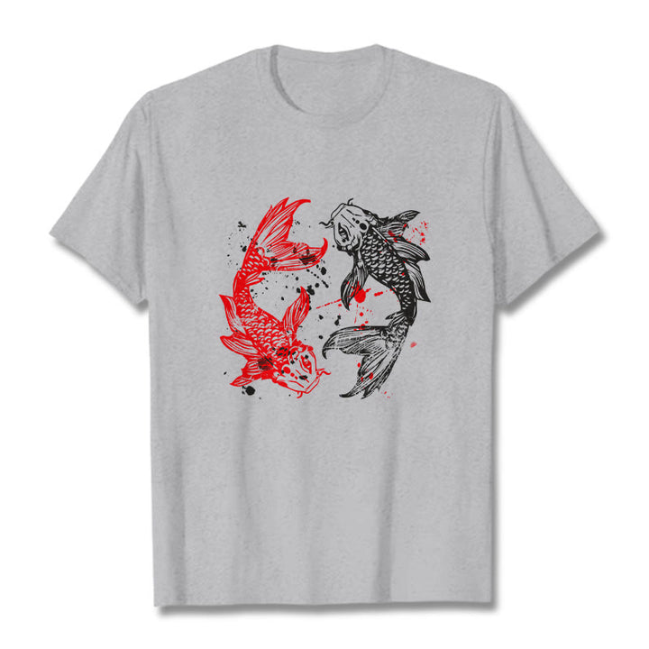 Buddha Stones ​​Rot Schwarz Koi Fisch T-Shirt - Hellgrau - 2XL - image 19