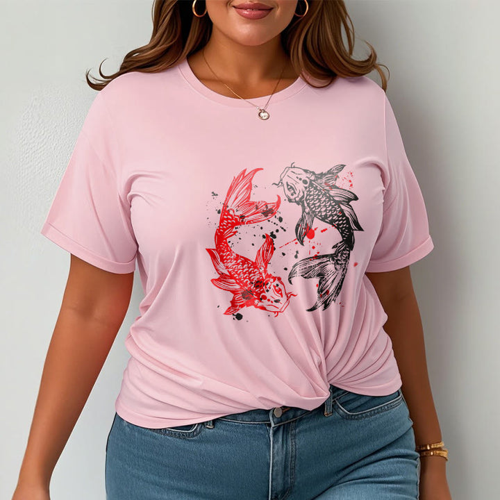 Buddha Stones Rot Schwarz Koi Fisch T-Shirt