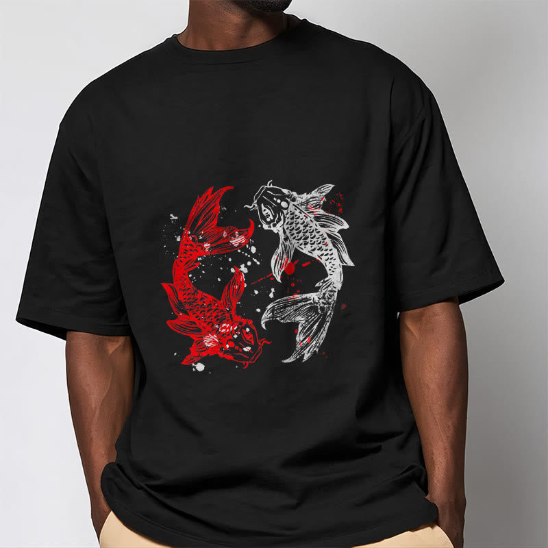 Buddha Stones ​​Rot Schwarz Koi Fisch T-Shirt - image 5