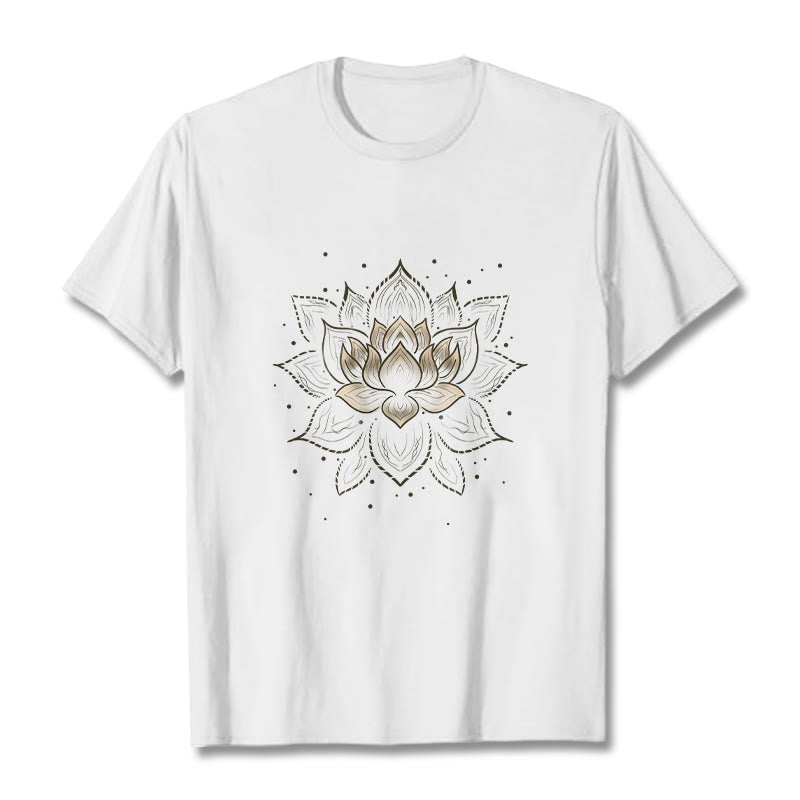 Buddha Stones ​​Goldene Lotus Blume Design T T-shirt - Weiß - 2XL - image 6