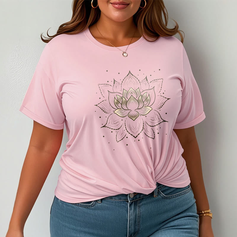 Buddha Stones ​​Goldene Lotus Blume Design T T-shirt - image 14