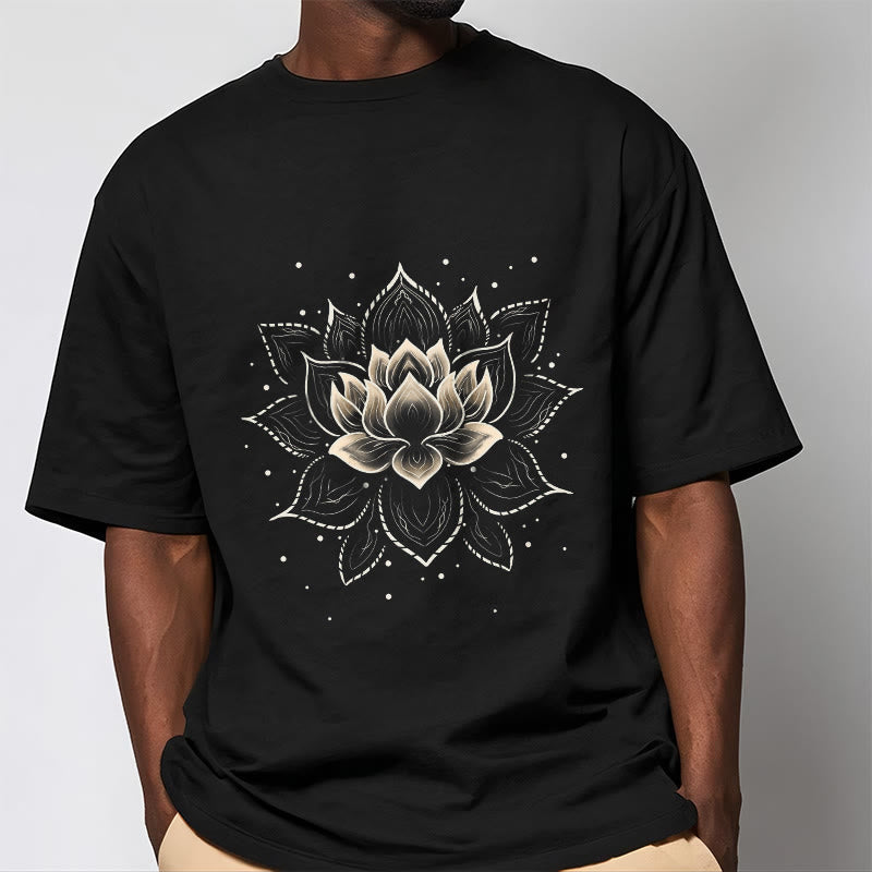 Buddha Stones ​​Goldene Lotus Blume Design T T-shirt - image 1