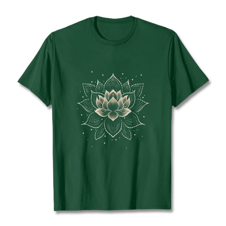 Buddha Stones ​​Goldene Lotus Blume Design T T-shirt - Waldgrün - 2XL - image 10