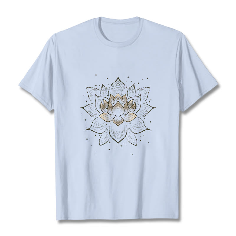 Buddha Stones ​​Goldene Lotus Blume Design T T-shirt - Hellcyan - 2XL - image 18