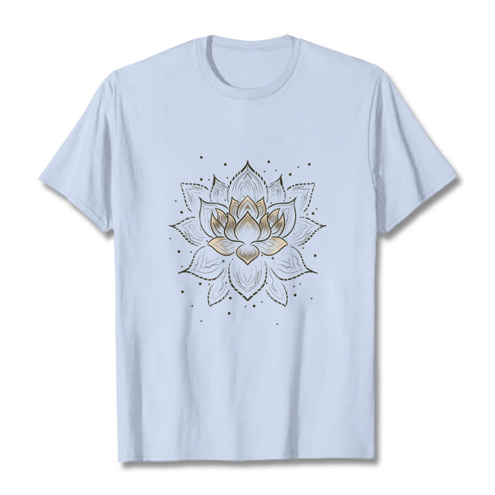 Buddha Stones ​​Goldene Lotus Blume Design T T-shirt - Hellcyan - 2XL - image 18