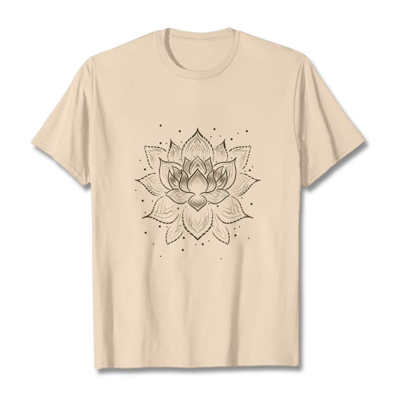 Buddha Stones ​​Goldene Lotus Blume Design T T-shirt - Biskuit - 2XL - image 8