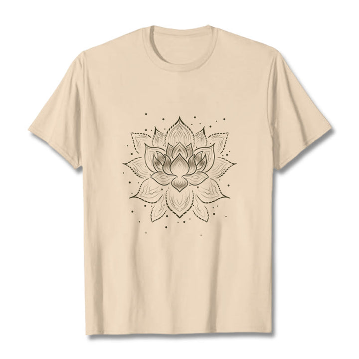 Buddha Stones ​​Goldene Lotus Blume Design T T-shirt - Biskuit - 2XL - image 8