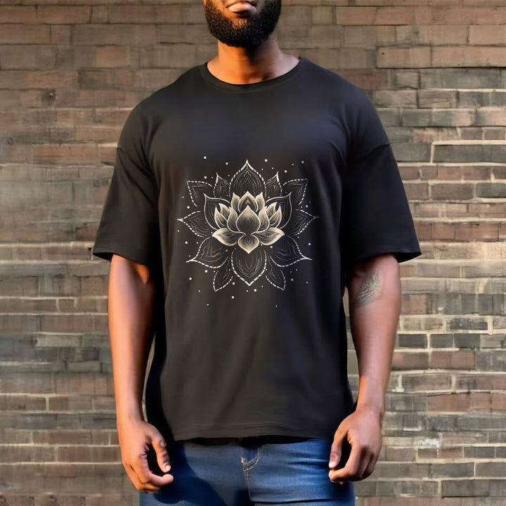 Buddha Stones ​​Goldene Lotus Blume Design T T-shirt - image 3