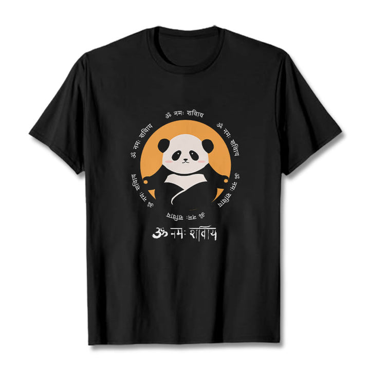 Buddha Stones Panda Sanskrit Namah Shivaya T-Shirt - Schwarz - 2XL - image 4