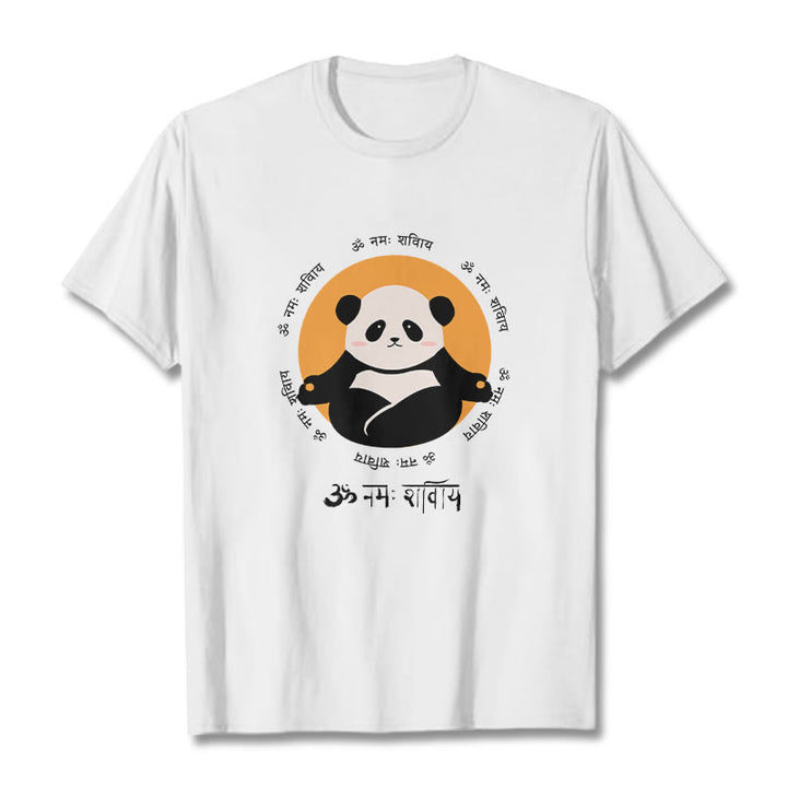 Buddha Stones Panda Sanskrit Namah Shivaya T-Shirt - Weiß - 2XL - image 0
