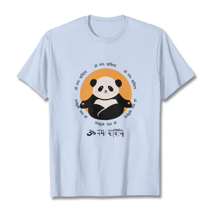 Buddha Stones Panda Sanskrit Namah Shivaya T-Shirt - Hellcyan - 2XL - image 18