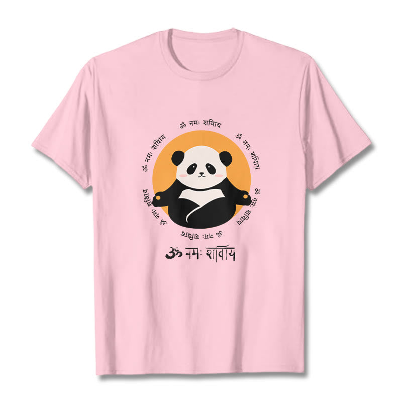 Buddha Stones Panda Sanskrit Namah Shivaya T-Shirt - Hellrosa - 2XL - image 12