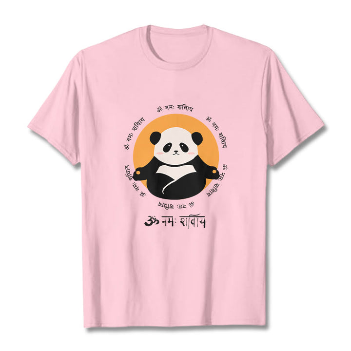 Buddha Stones Panda Sanskrit Namah Shivaya T-Shirt - Hellrosa - 2XL - image 12