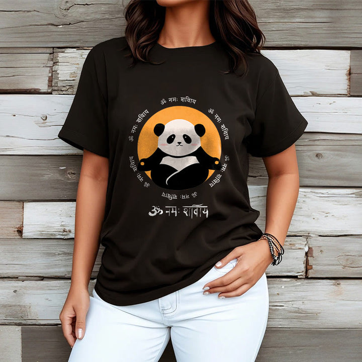 Buddha Stones Panda Sanskrit Namah Shivaya T-Shirt