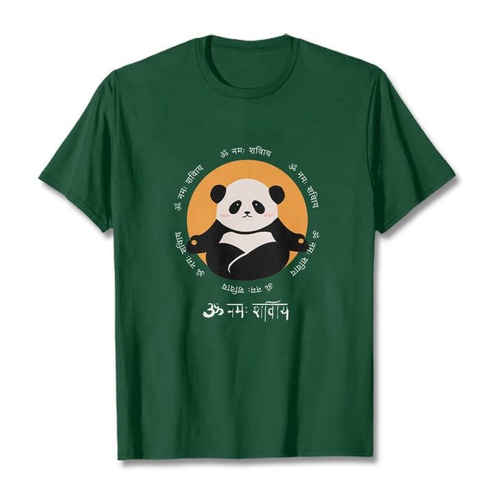 Buddha Stones Panda Sanskrit Namah Shivaya T-Shirt - Waldgrün - 2XL - image 10