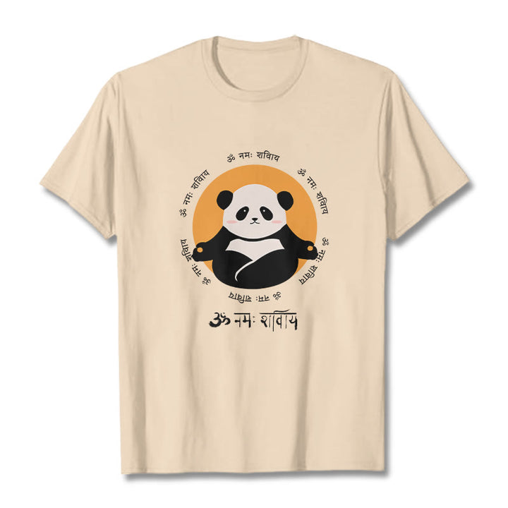Buddha Stones Panda Sanskrit Namah Shivaya T-Shirt - Biskuit - 2XL - image 8