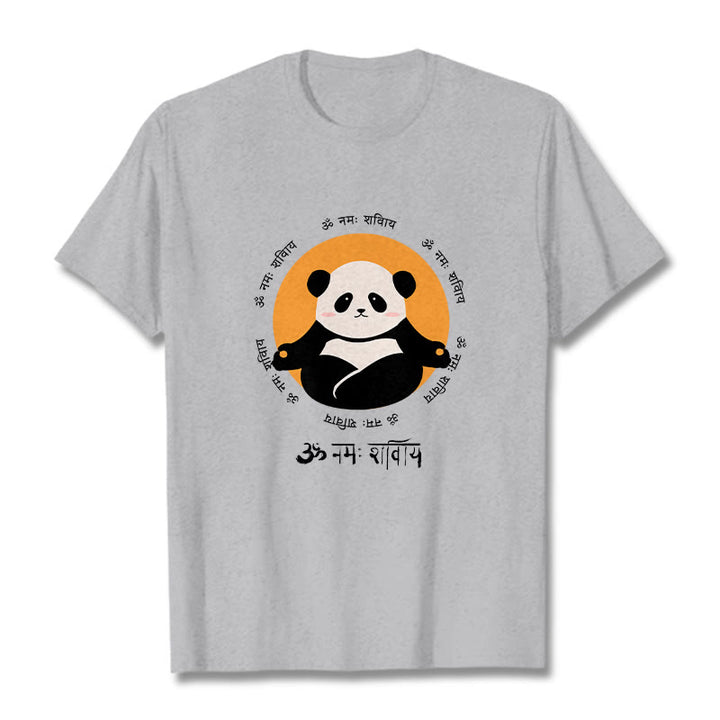 Buddha Stones Panda Sanskrit Namah Shivaya T-Shirt - Hellgrau - 2XL - image 19