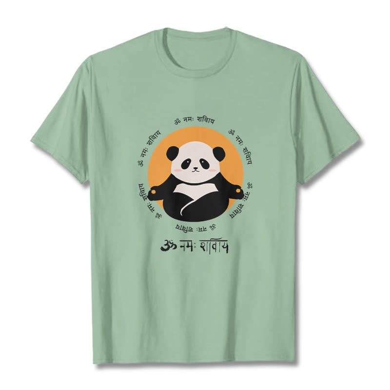 Buddha Stones Panda Sanskrit Namah Shivaya T-Shirt - Hellgrün - 2XL - image 14