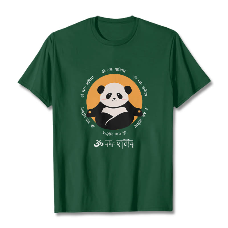 Buddha Stones Panda Sanskrit Namah Shivaya T-Shirt - WaldGrün - 2XL - image 11