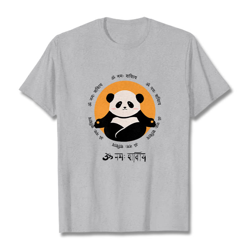 Buddha Stones Panda Sanskrit Namah Shivaya T-Shirt - Hellgrau - 2XL - image 20