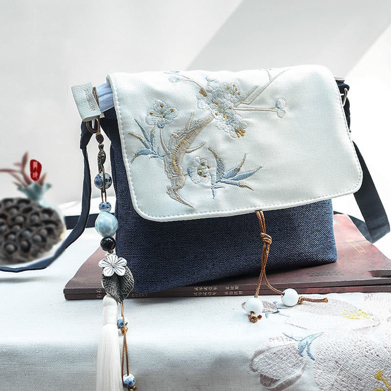 Handgefertigter, bestickter Rucksack aus Polyester-Canvas mit Buddha Stones und großer Kapazität