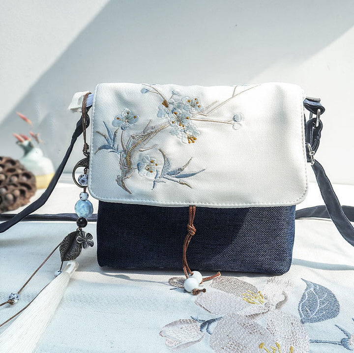 Handgefertigter, bestickter Rucksack aus Polyester-Canvas mit Buddha Stones und großer Kapazität