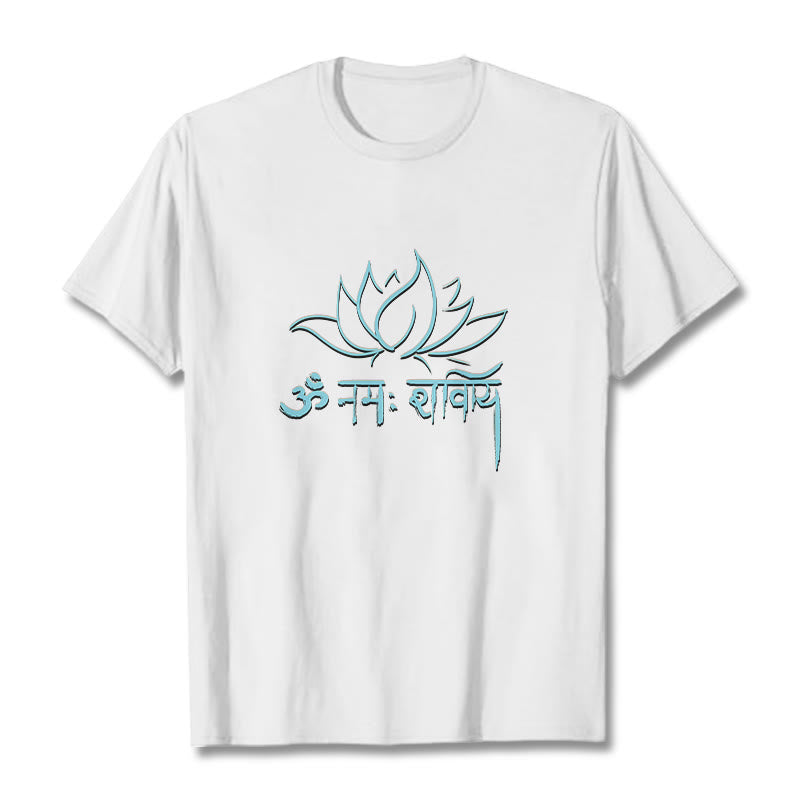 Buddha Stones Lotus Sanskrit Namah Shivaya T-Shirt - Weiß - 2XL - image 4