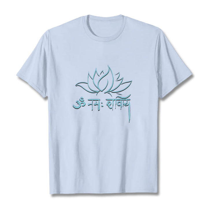 Buddha Stones Lotus Sanskrit Namah Shivaya T-Shirt - Hellcyan - 2XL - image 18