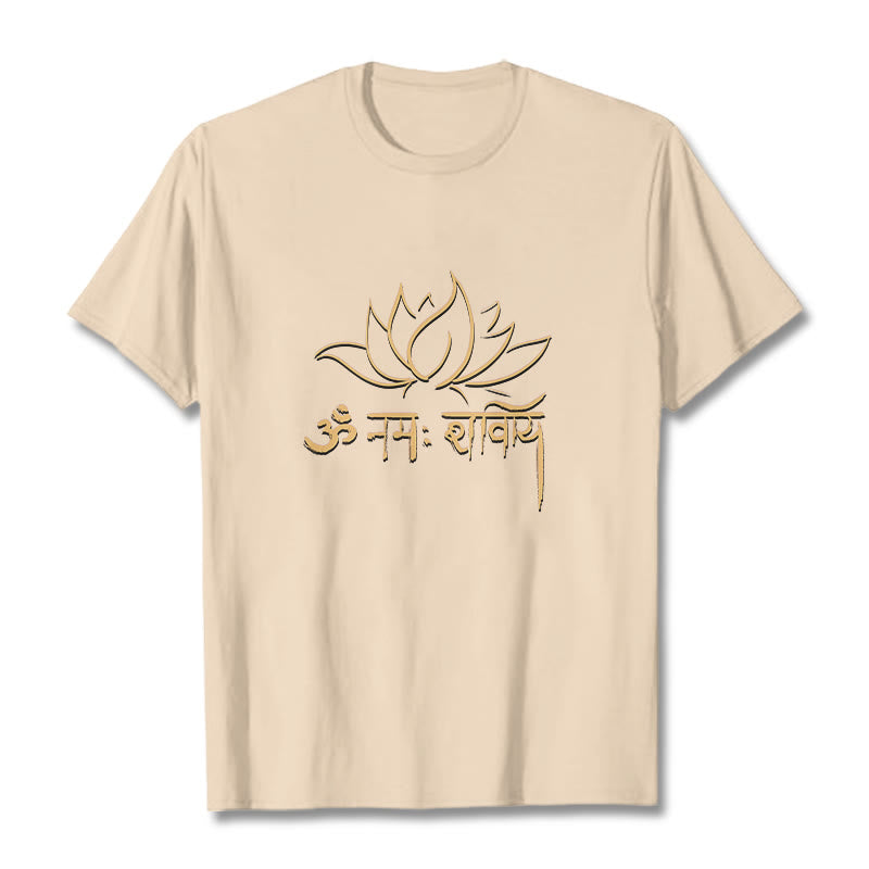 Buddha Stones Lotus Sanskrit Namah Shivaya T-Shirt - Biskuit - 2XL - image 10