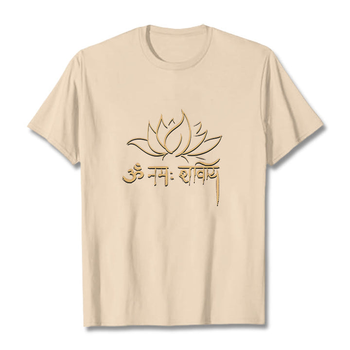 Buddha Stones Lotus Sanskrit Namah Shivaya T-Shirt - Biskuit - 2XL - image 10