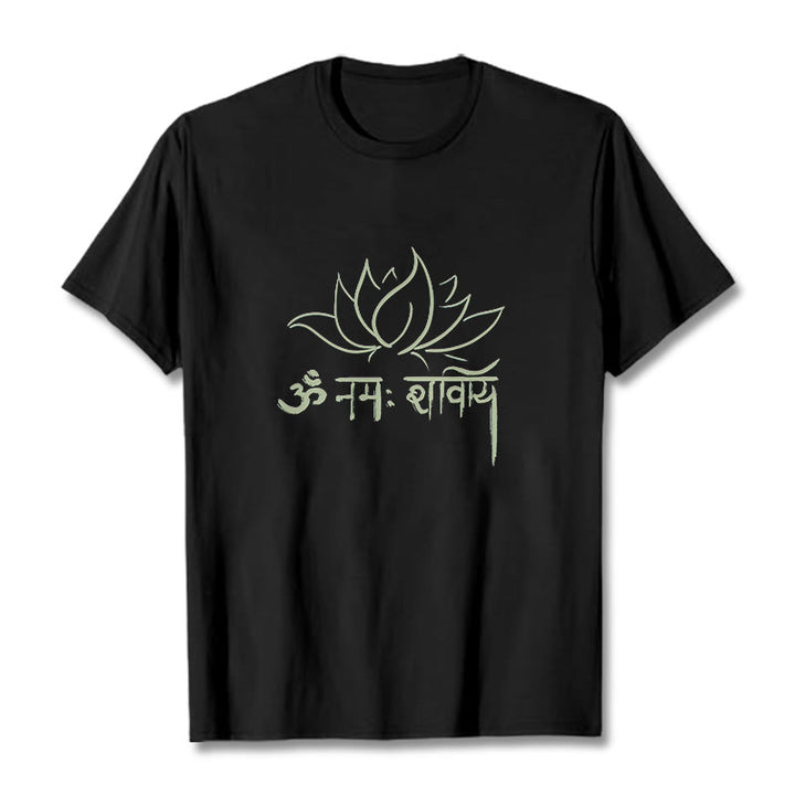 Buddha Stones Lotus Sanskrit Namah Shivaya T-Shirt - Schwarz - 2XL - image 6