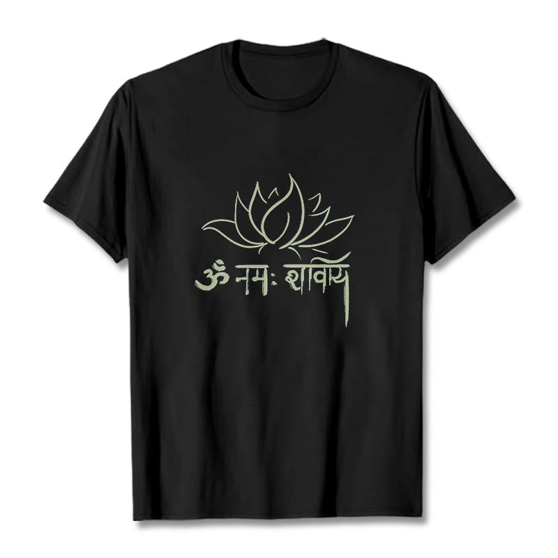 Buddha Stones Lotus Sanskrit Namah Shivaya T-Shirt - Schwarz - 2XL - image 7