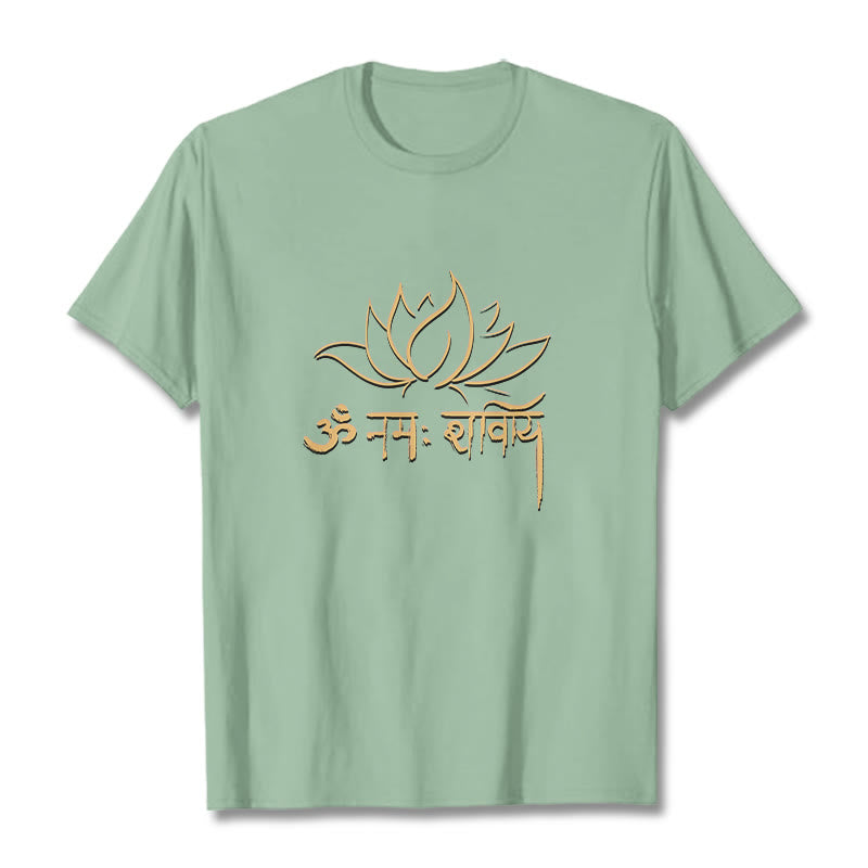 Buddha Stones Lotus Sanskrit Namah Shivaya T-Shirt - Blassgrün - 2XL - image 15