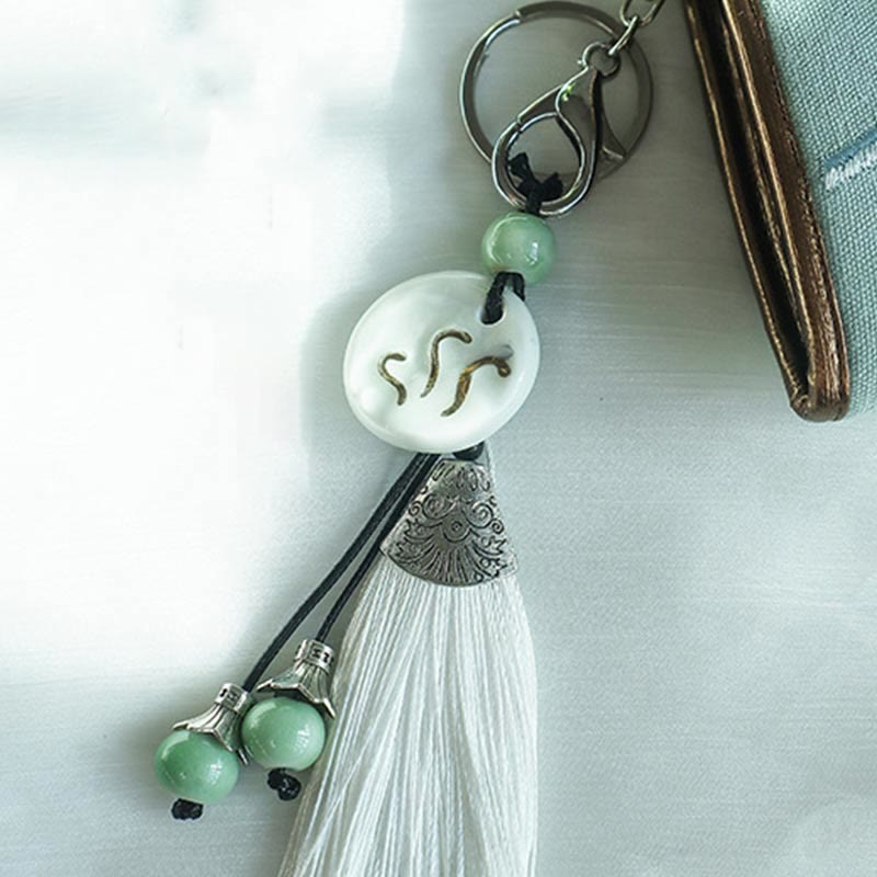 Buddha Stones Magnolienblume Doppelseitige Stickerei Große Kapazität Bargeldhalter Geldbörse Einkaufstasche