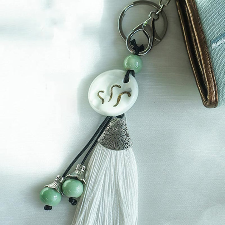 Buddha Stones Magnolienblume Doppelseitige Stickerei Große Kapazität Bargeldhalter Geldbörse Einkaufstasche