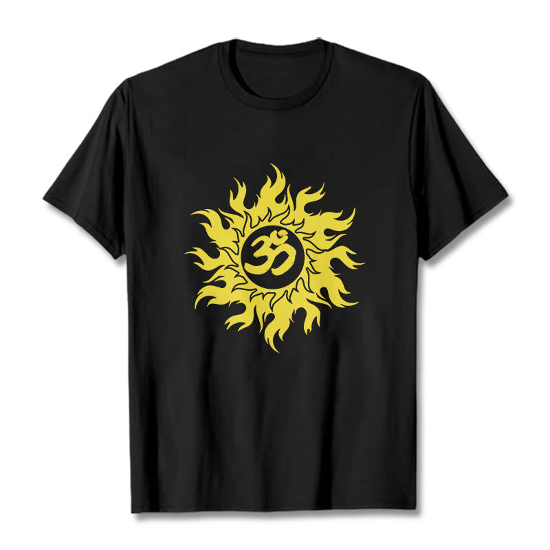Buddha Stones OM Mantra Sanskrit Gold Sun Tee T-Shirt - Schwarz - 2XL - image 0