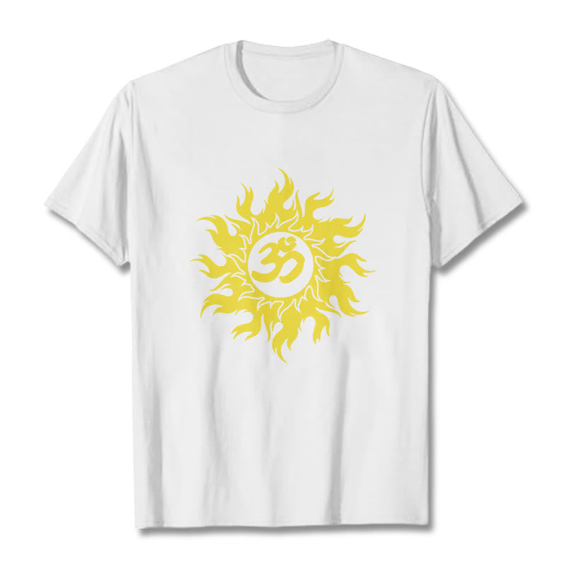 Buddha Stones OM Mantra Sanskrit Gold Sun Tee T-Shirt - Weiß - 2XL - image 6
