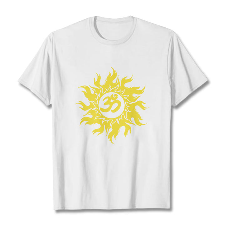 Buddha Stones OM Mantra Sanskrit Gold Sun Tee T-Shirt - Weiß - 2XL - image 6