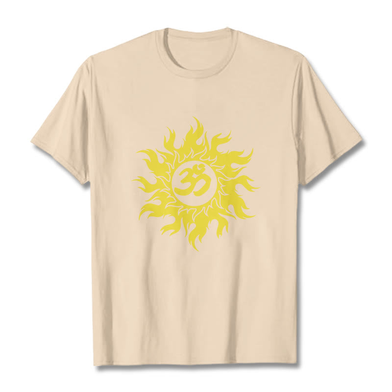 Buddha Stones OM Mantra Sanskrit Gold Sun Tee T-Shirt - Biskuit - 2XL - image 8