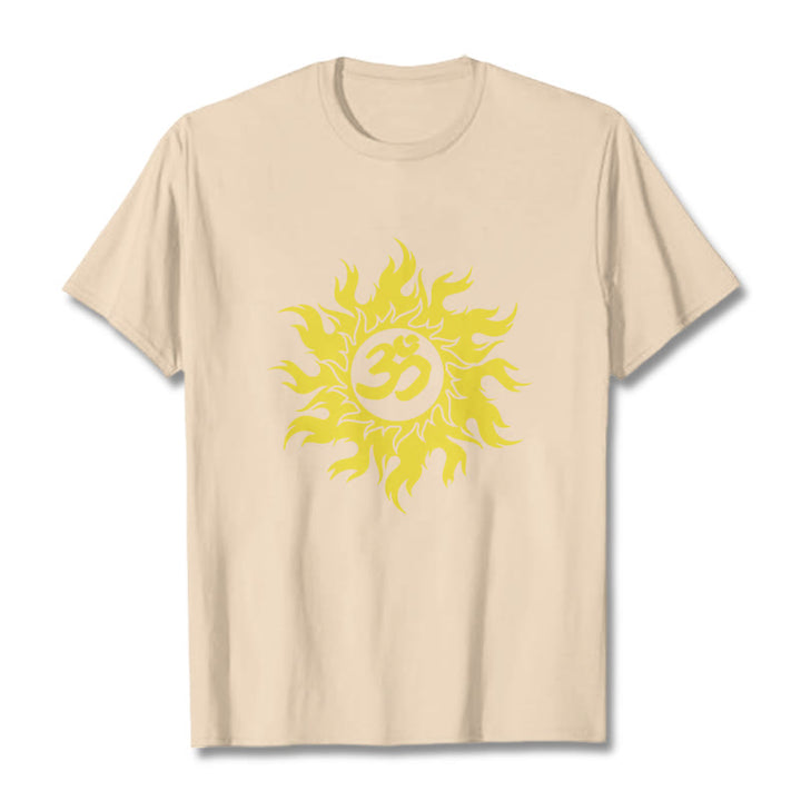 Buddha Stones OM Mantra Sanskrit Gold Sun Tee T-Shirt - Biskuit - 2XL - image 8