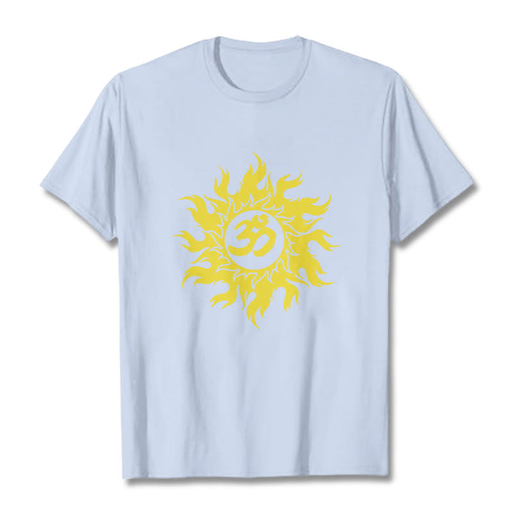 Buddha Stones OM Mantra Sanskrit Gold Sun Tee T-Shirt - HellCyan - 2XL - image 19