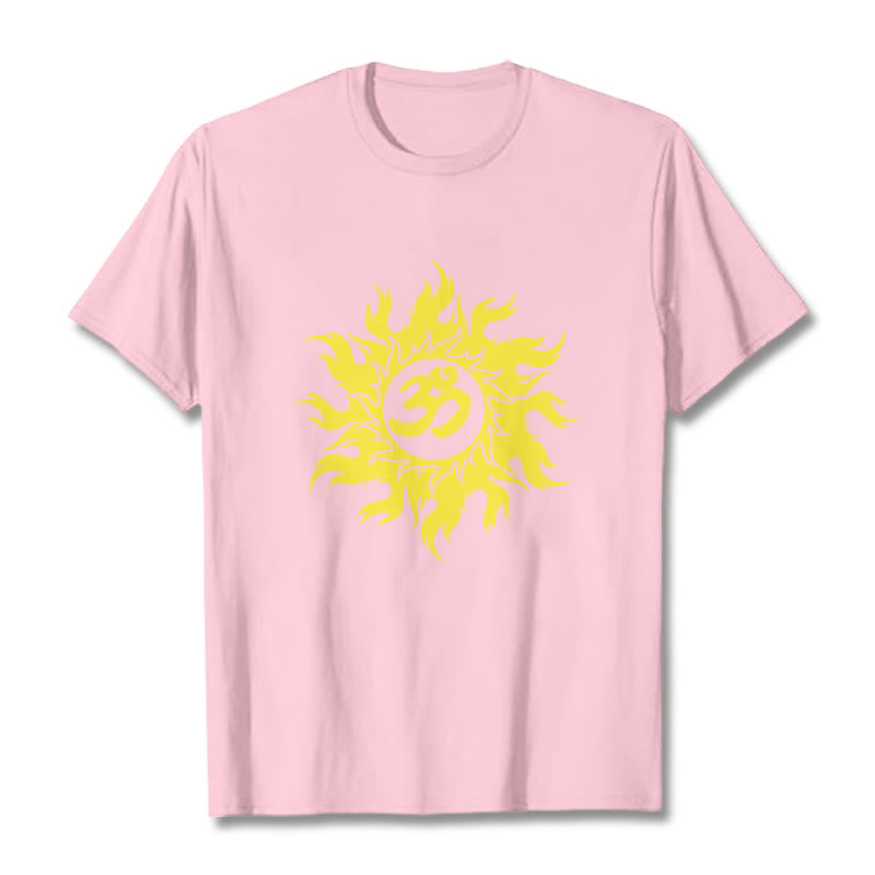 Buddha Stones OM Mantra Sanskrit Gold Sun Tee T-Shirt - Hellrosa - 2XL - image 12